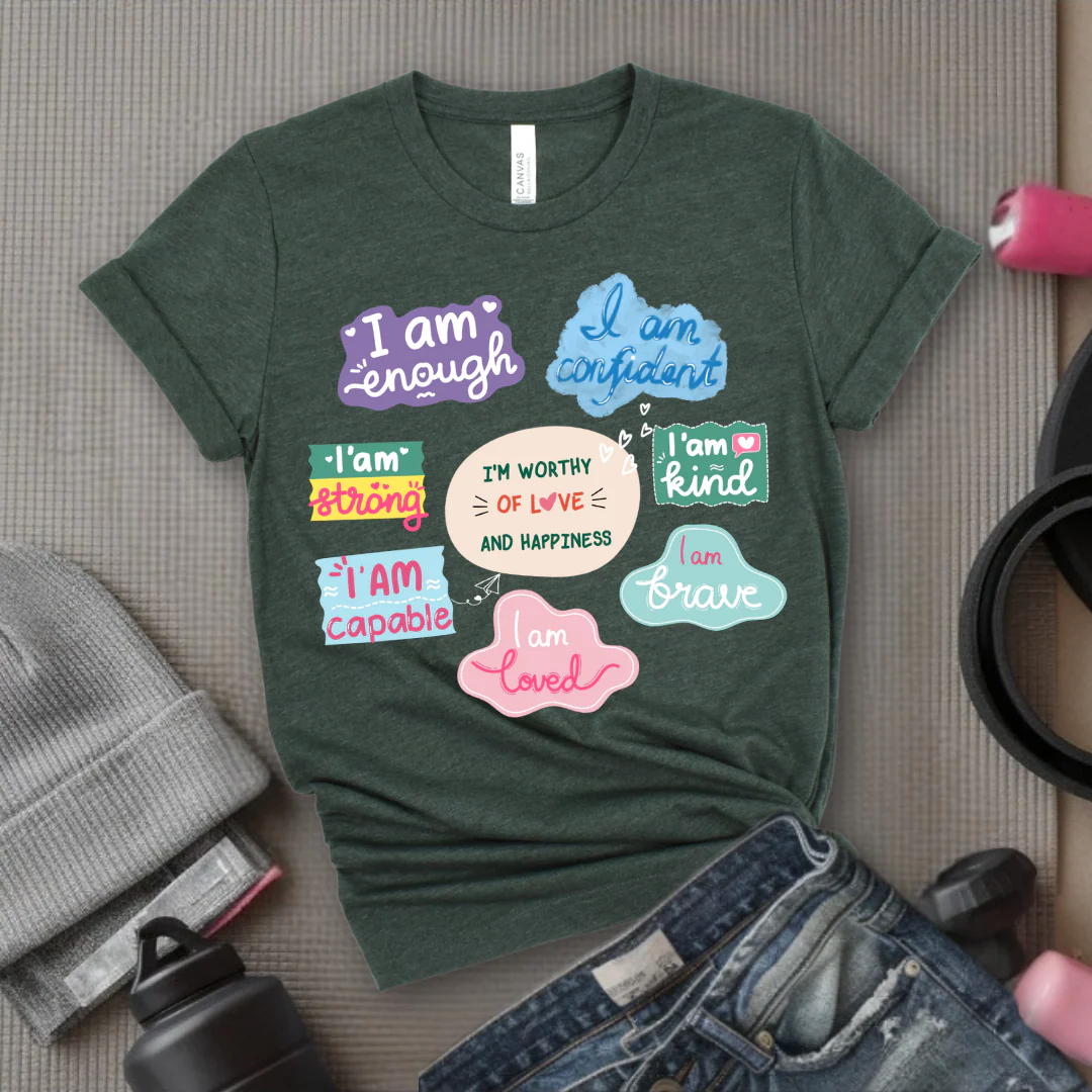 I am Inspiration Shirt - I am Enough T-shirt - Motivational Y2k Style Tshirt - Positive Quotes Tee - Self Love Gift for Women - Bella Canvas 3001 - Image 3