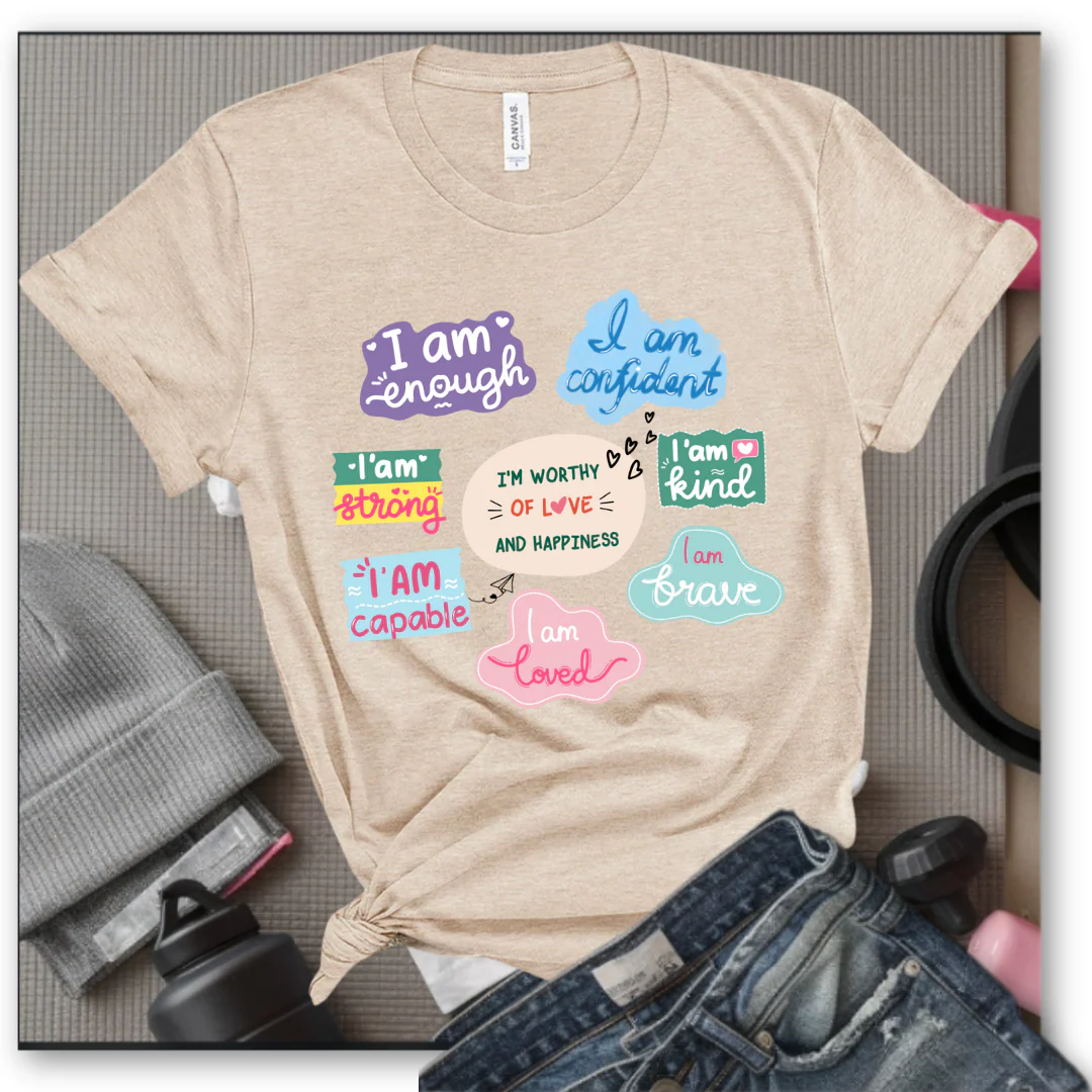 I am Inspiration Shirt - I am Enough T-shirt - Motivational Y2k Style Tshirt - Positive Quotes Tee - Self Love Gift for Women - Bella Canvas 3001 - Image 5