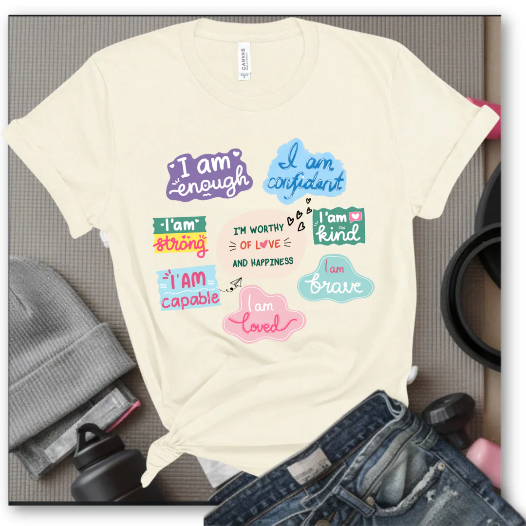 I am Inspiration Shirt - I am Enough T-shirt - Motivational Y2k Style Tshirt - Positive Quotes Tee - Self Love Gift for Women - Bella Canvas 3001 - Image 7