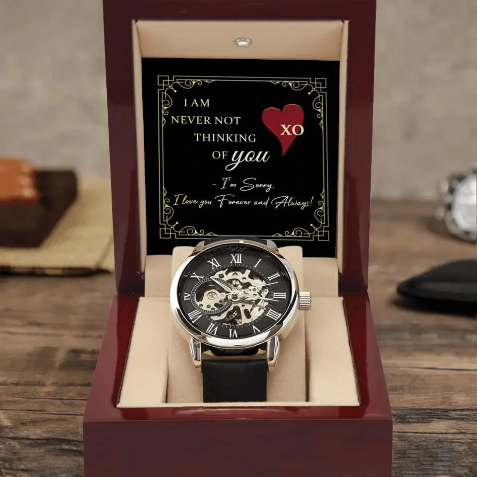 Personalized Valentine Gifts - I Am Never Not Thinking Of You Sorry Gift for Him Personalized Men's Watch - Image 2