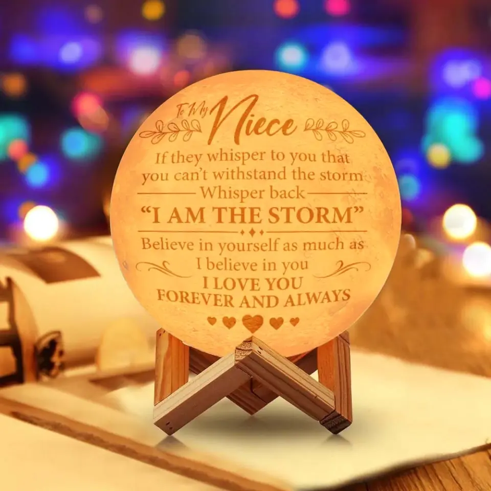 I Am The Storm Custom 3D Moon Lamp Birthday Gift for Niece Nephew - Image 8