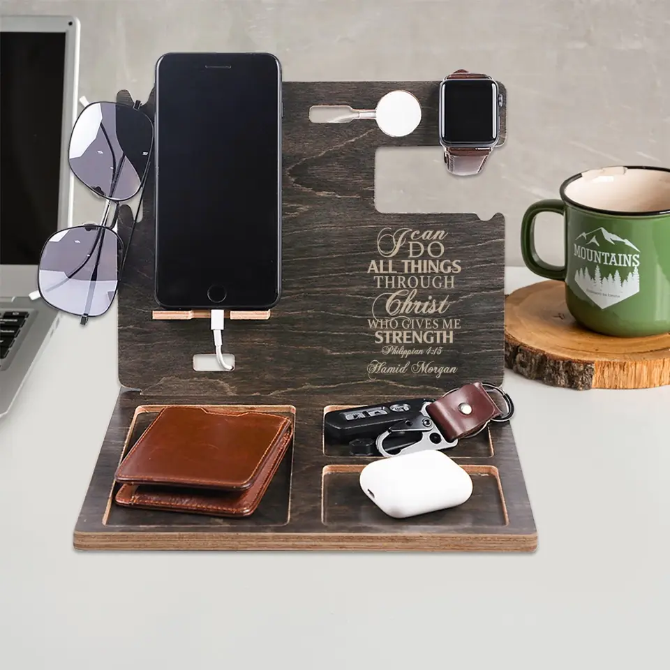 I Can Do All Things Through Christ Who Gives Me Strength - Personalized Dock Station - Gift For Christian - Image 5