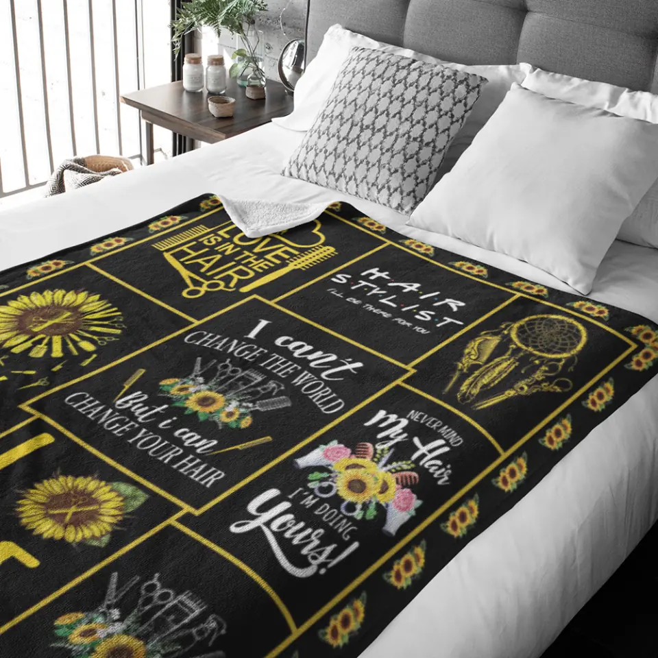 I Can't Change The World But I Can Change Your Hair, Fleece Blanket, Gift For Hair Stylist Barber | 312IHPBNBL1332