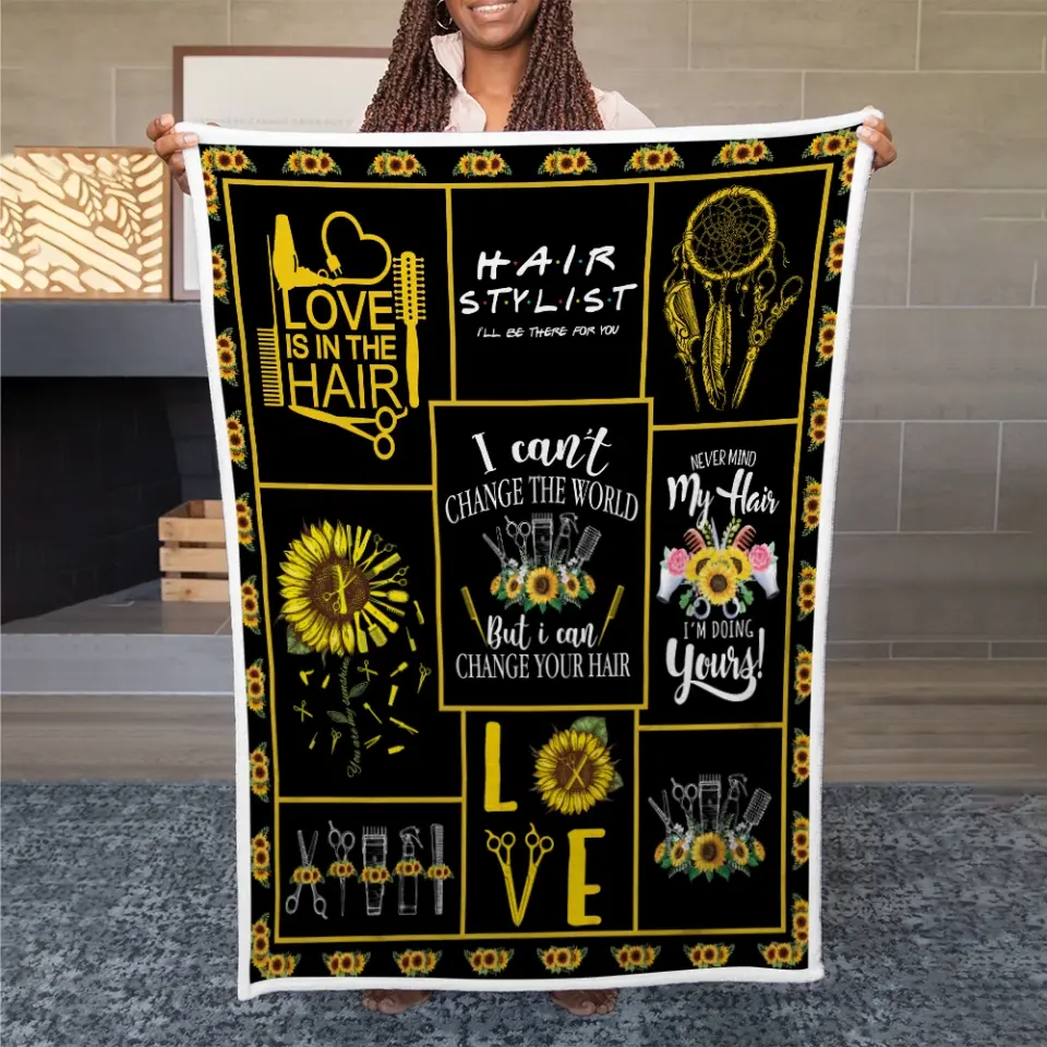 I Can't Change The World But I Can Change Your Hair, Fleece Blanket, Gift For Hair Stylist Barber | 312IHPBNBL1332 - Image 6