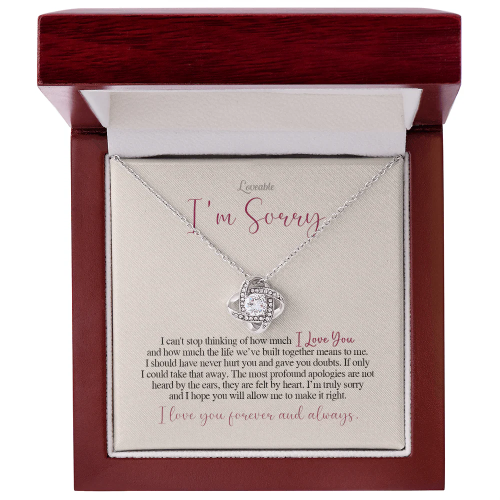 I'm Sorry, I Can't Stop Thinking Of How Much I Love You - Love Knot Necklace - Sorry Gift For Wife - Image 3