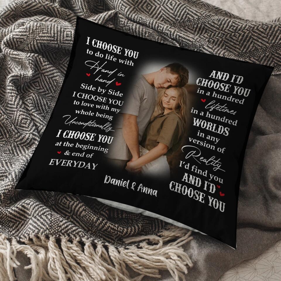 Personalized Valentine Gifts - I Choose You At The Beggining - Personalized Square Linen Pillow - Gift For Couple - Image 4