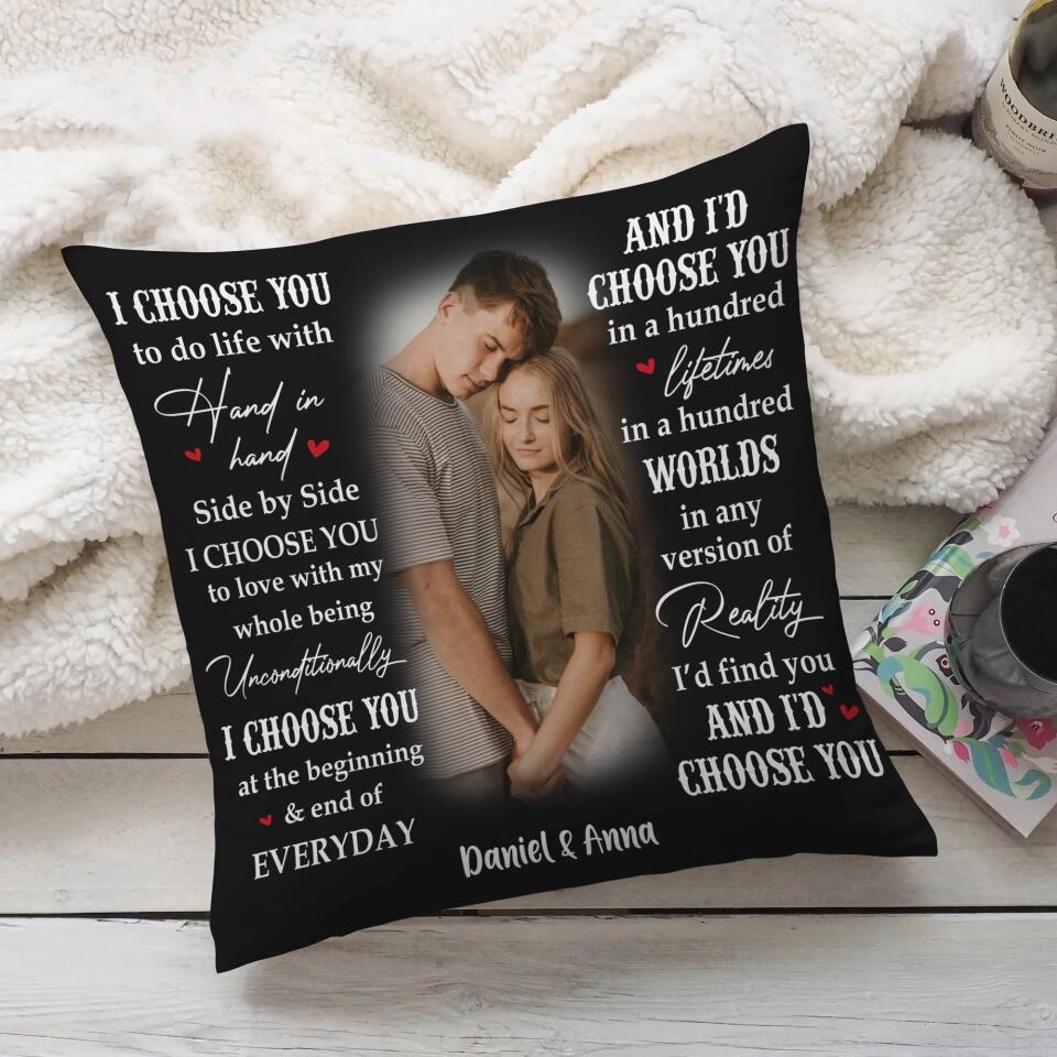 Personalized Valentine Gifts - I Choose You At The Beggining - Personalized Square Linen Pillow - Gift For Couple - Image 5