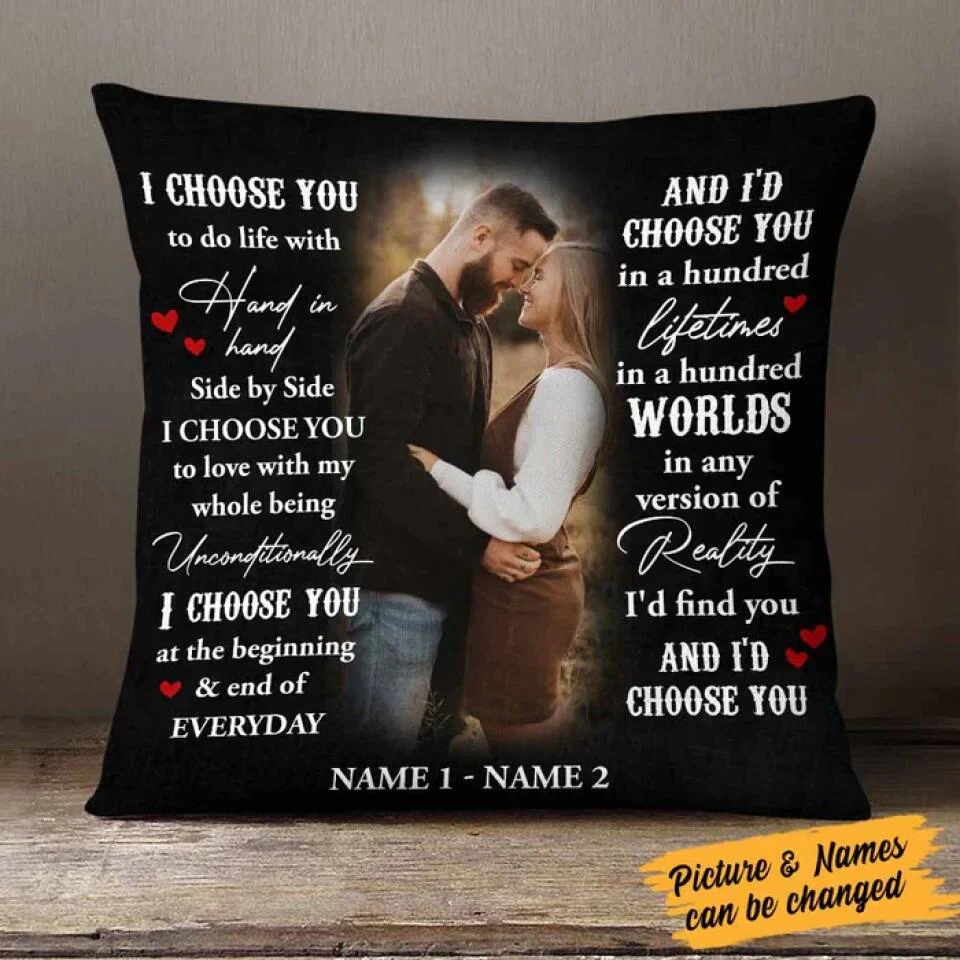 Personalized Valentine Gifts - I Choose You At The Beggining - Personalized Square Linen Pillow - Gift For Couple - Image 7