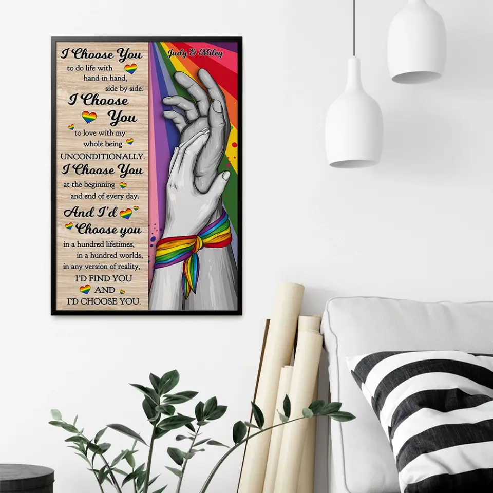 I Choose You to Do Life with - Hand in Hand - Personalized Canvas/Poster - LGBT Pride Gift for Gay/Lesbian Couples - Image 11