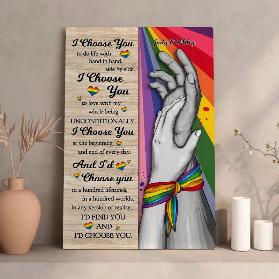I Choose You to Do Life with - Hand in Hand - Personalized Canvas/Poster - LGBT Pride Gift for Gay/Lesbian Couples - Image 17