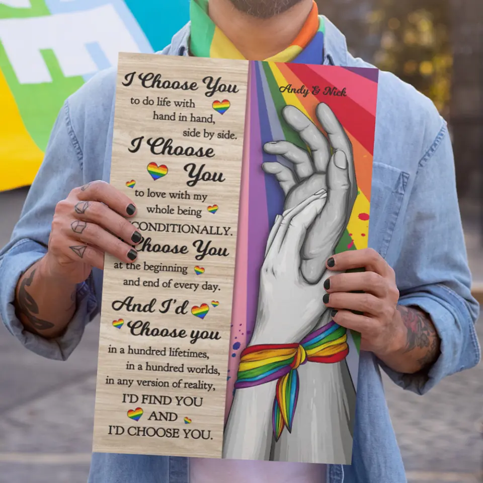 I Choose You to Do Life with - Hand in Hand - Personalized Canvas/Poster - LGBT Pride Gift for Gay/Lesbian Couples - Image 2