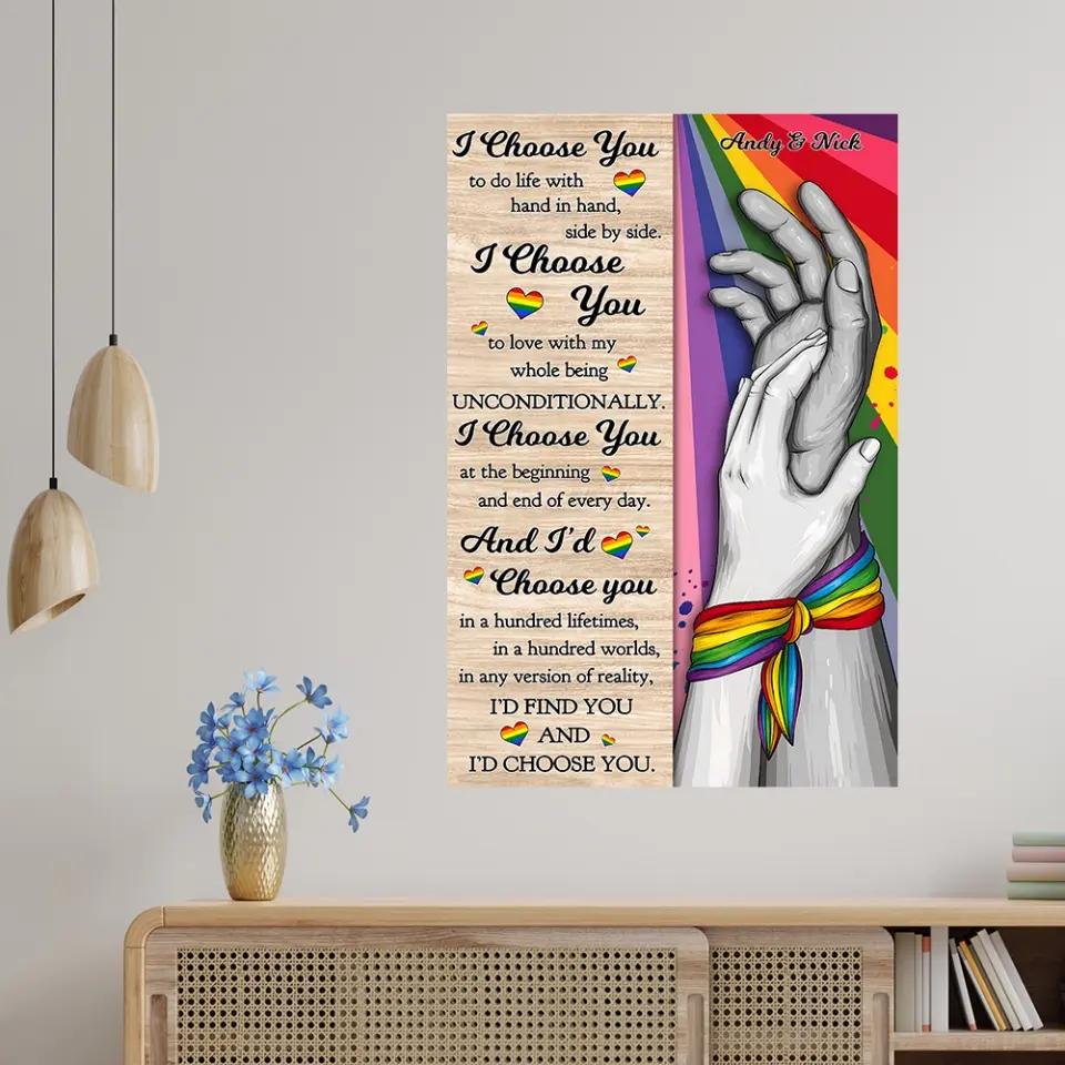 I Choose You to Do Life with - Hand in Hand - Personalized Canvas/Poster - LGBT Pride Gift for Gay/Lesbian Couples - Image 29