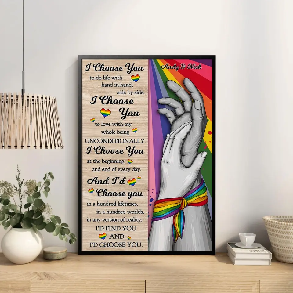 I Choose You to Do Life with - Hand in Hand - Personalized Canvas/Poster - LGBT Pride Gift for Gay/Lesbian Couples - Image 9