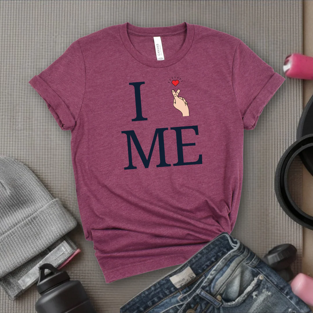I Love Me T-shirt - Finger Heart - Unisex Jersey Short Sleeve Shirt - Gift for Yourself - Bella Canvas 3001 - Image 2