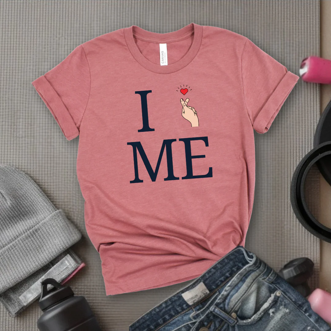 I Love Me T-shirt - Finger Heart - Unisex Jersey Short Sleeve Shirt - Gift for Yourself - Bella Canvas 3001 - Image 3