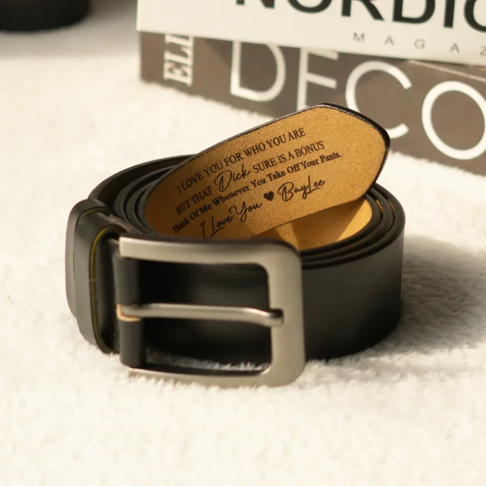 Personalized Valentine Gifts - I Love You For Who You Are But That Sure Is A Bonus - Personalized Engraved Leather Belt - Gift For Him - Image 4