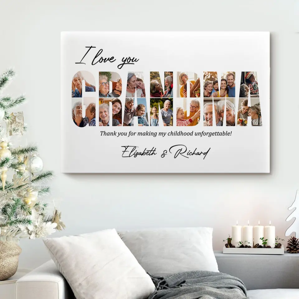 I Love You Grandpa Grandma Personalized Canvas Poster