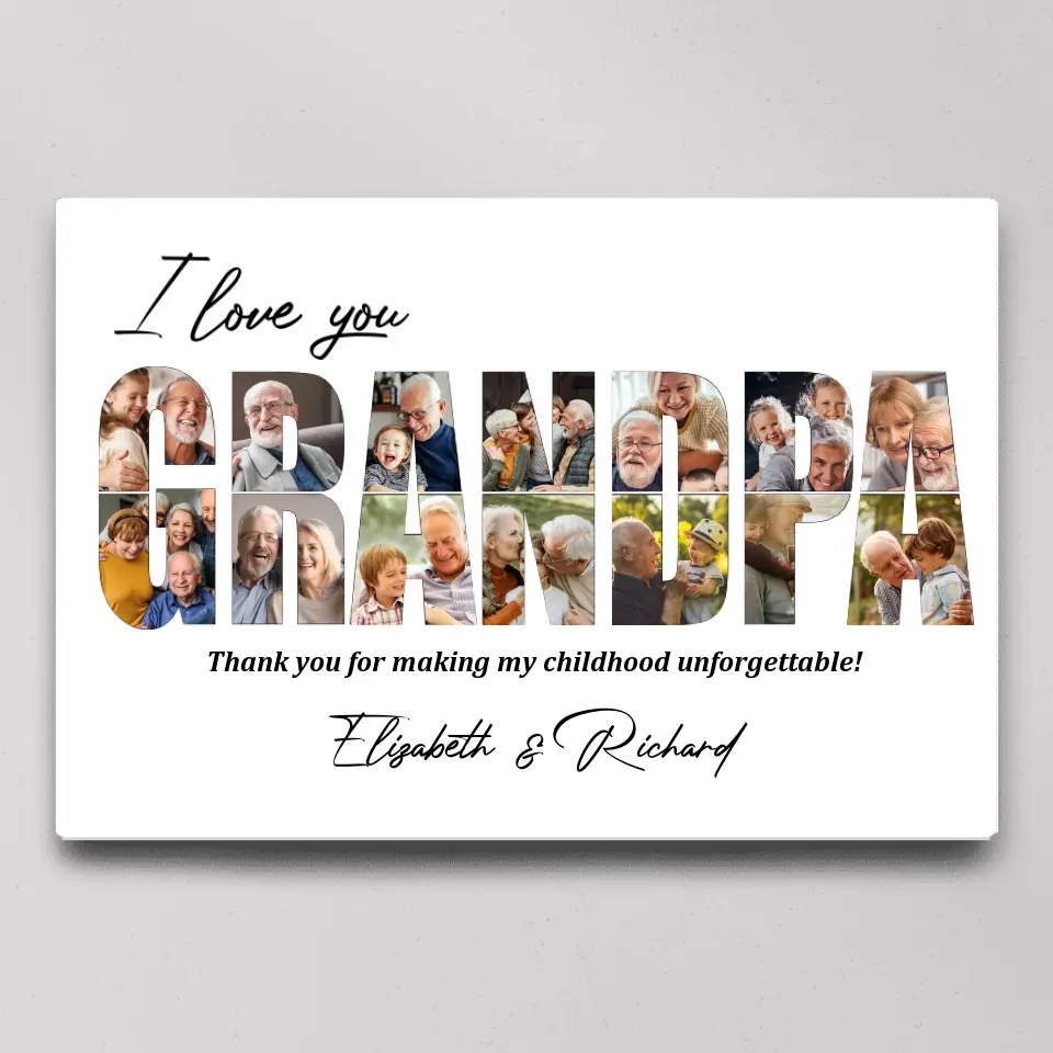 I Love You Grandpa Grandma Personalized Canvas Poster - Image 2