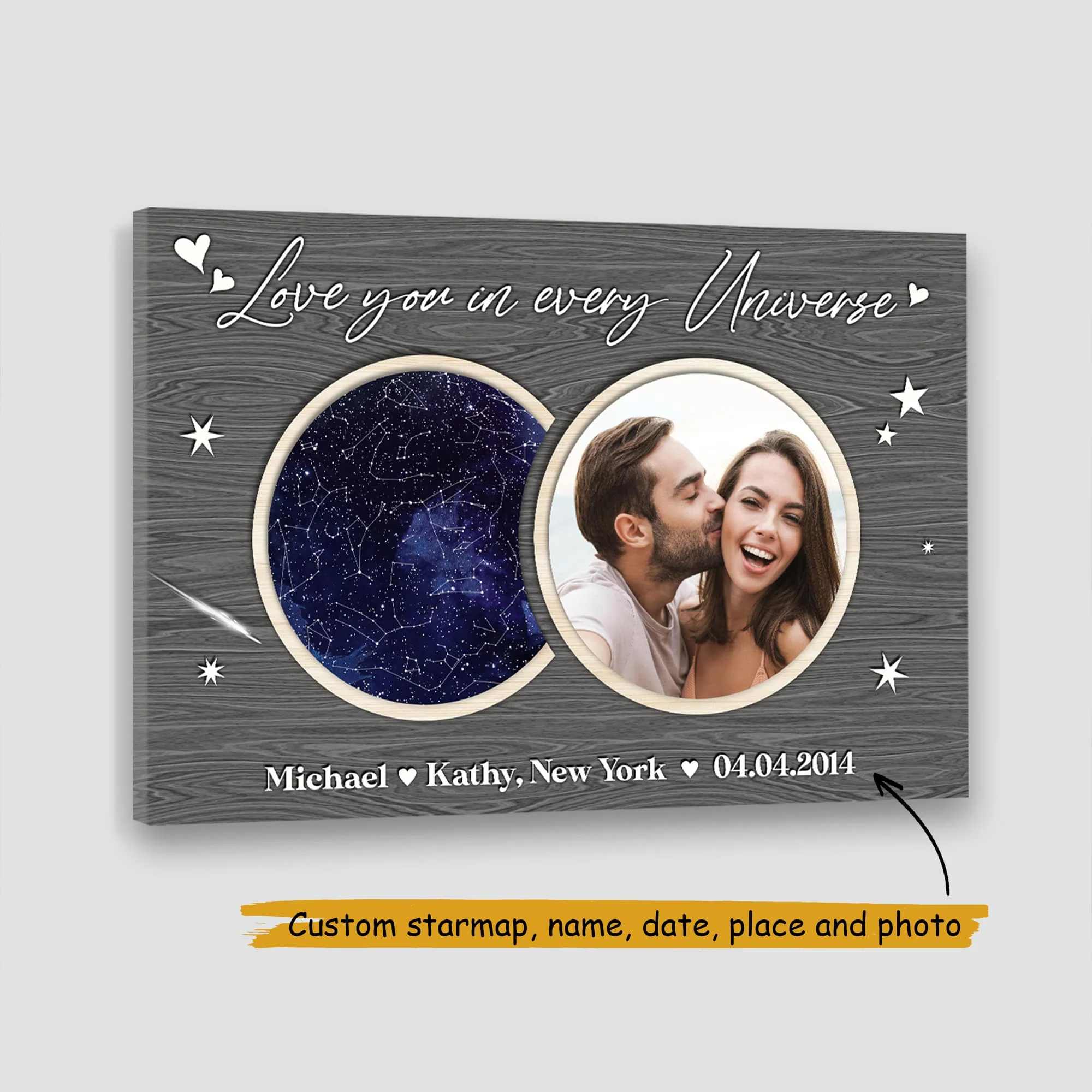 I Love You In Every Universe Personalized Starmap Canvas - Gift for Couple - Image 3