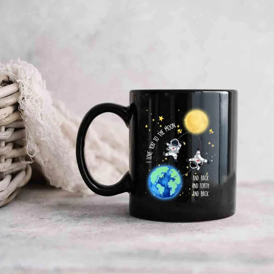 I Love You To The Moon And Back And Forth And Back Personalized Black Mug - Image 3