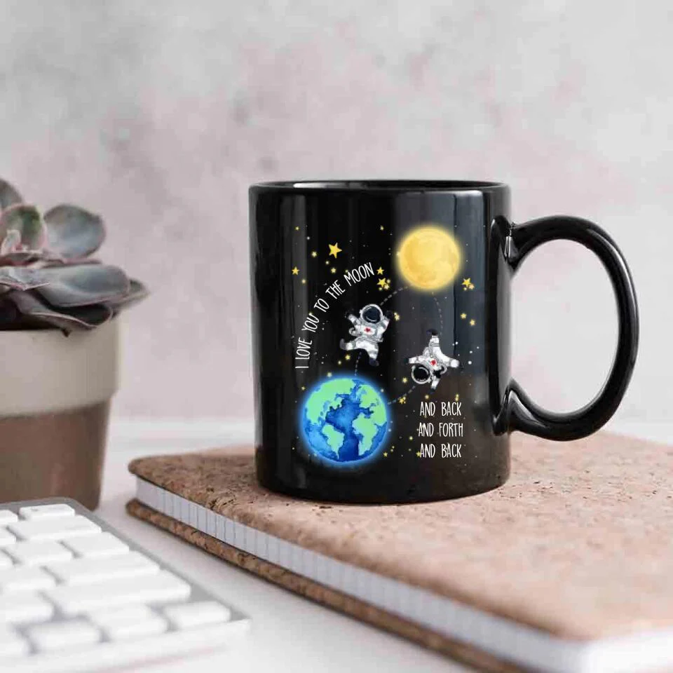 I Love You To The Moon And Back And Forth And Back Personalized Black Mug - Image 4