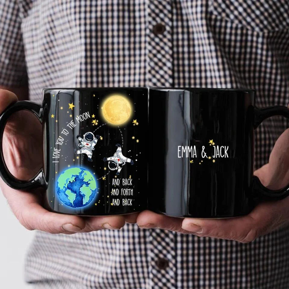 I Love You To The Moon And Back And Forth And Back Personalized Black Mug - Image 5