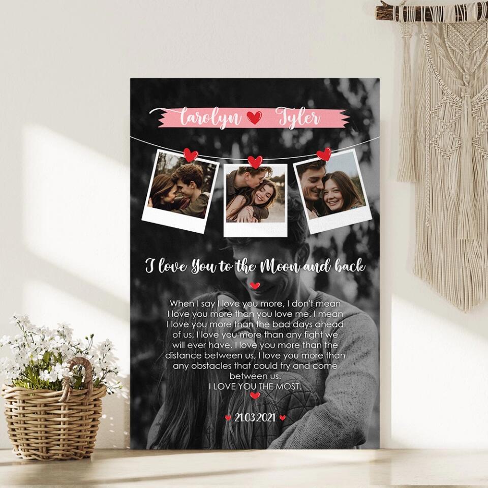 I Love You To The Moon And Back Love Quote Custom Canvas Poster Anniversary Gift For Couples - Image 12