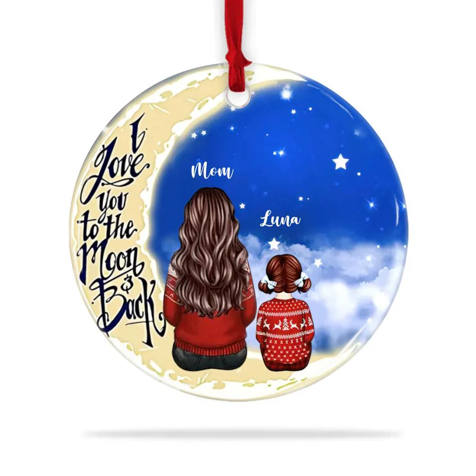 I Love You To The Moon And Back Personalized Ceramic Ornament - Image 3