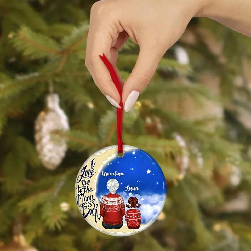 I Love You To The Moon And Back Personalized Ceramic Ornament - Image 6