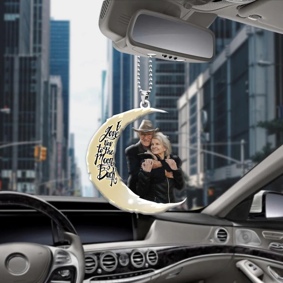 I Love You To The Moon And Back Personalized Photo Car Ornament - Image 9