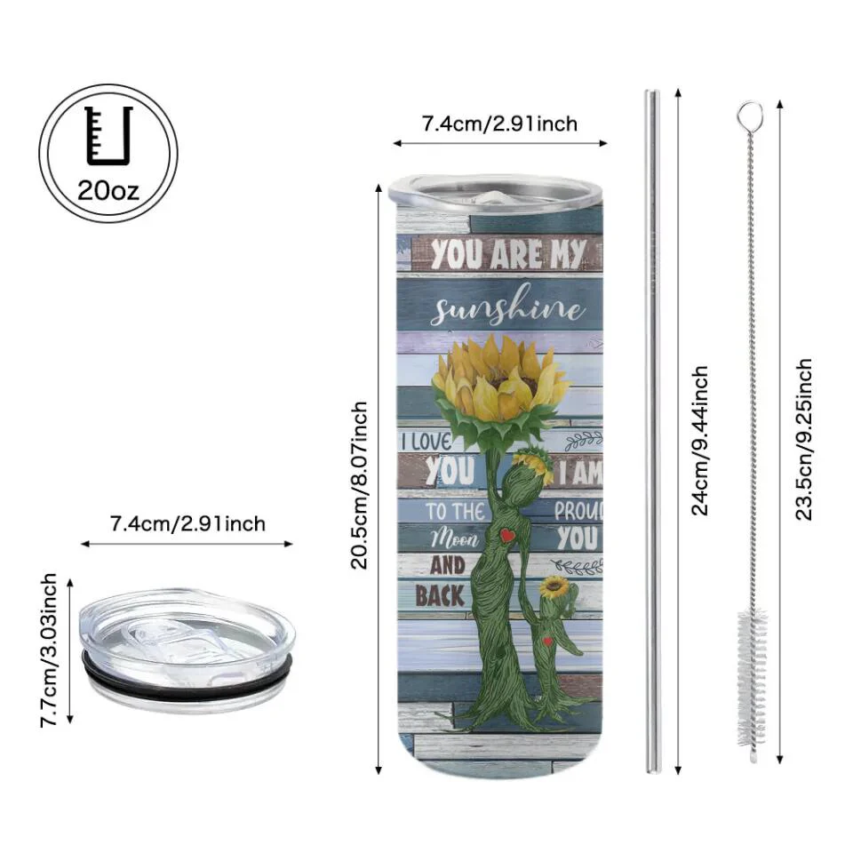 You Are My Sunshine - Sunflower Skinny Tumbler - Image 6