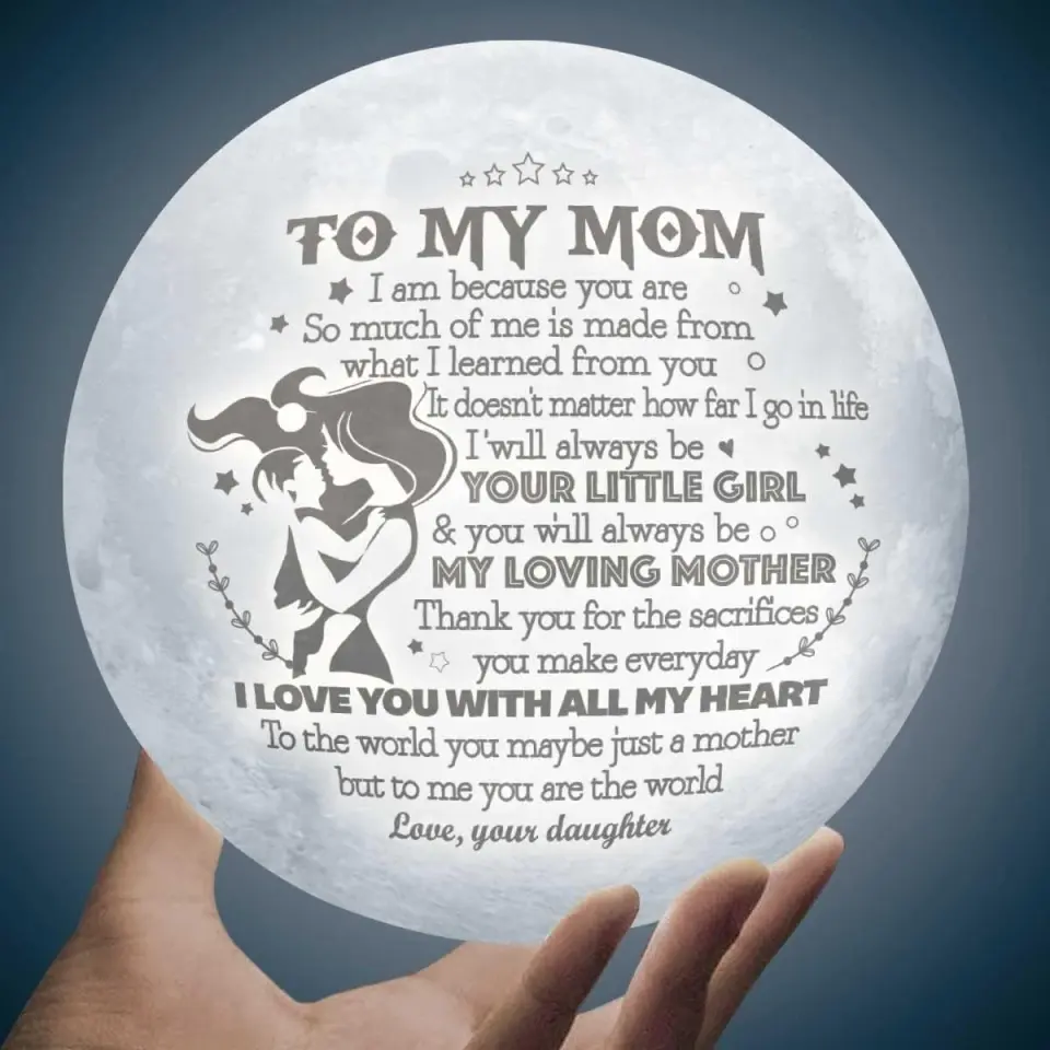 I Love You With All My Heart - Personalized Moon Lamp - Image 4