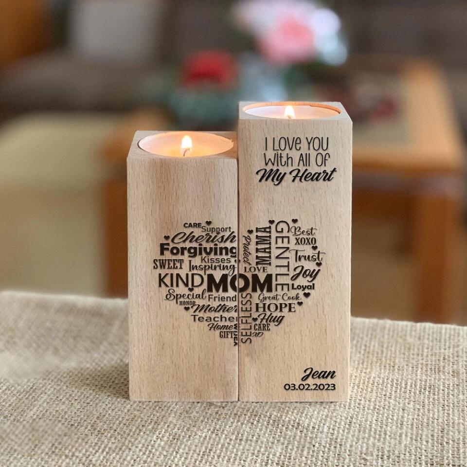 I Love You With All Of My Heart Mom Custom Candle Holder Mother's Day Gift - Image 3