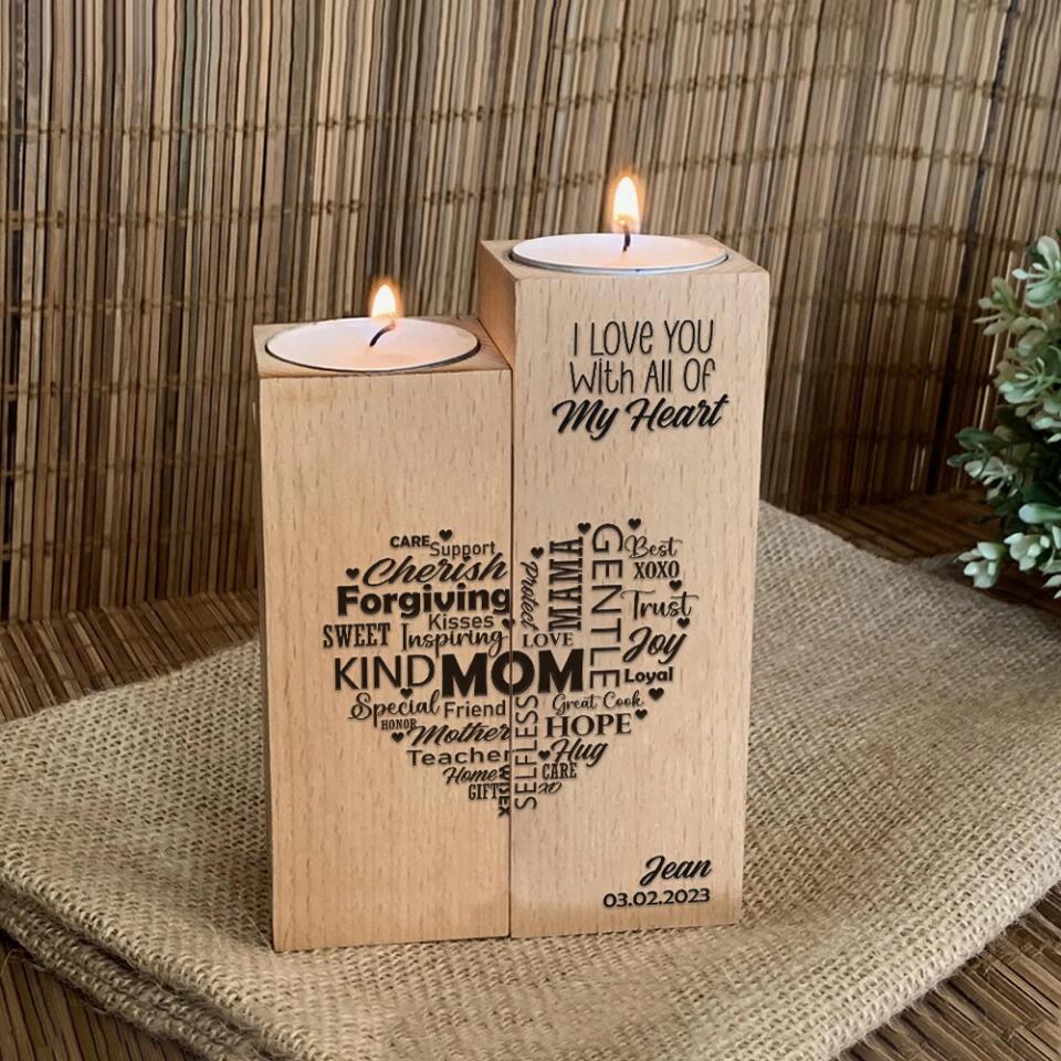 I Love You With All Of My Heart Mom Custom Candle Holder Mother's Day Gift - Image 4