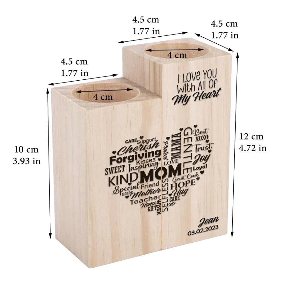 I Love You With All Of My Heart Mom Custom Candle Holder Mother's Day Gift - Image 5