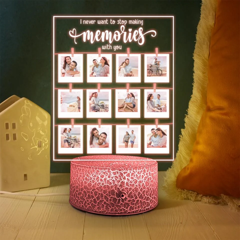 I Never Want To Stop Making Memories With You - Personalized Night Light - Anniversary Gift Idea for Couple - Image 3