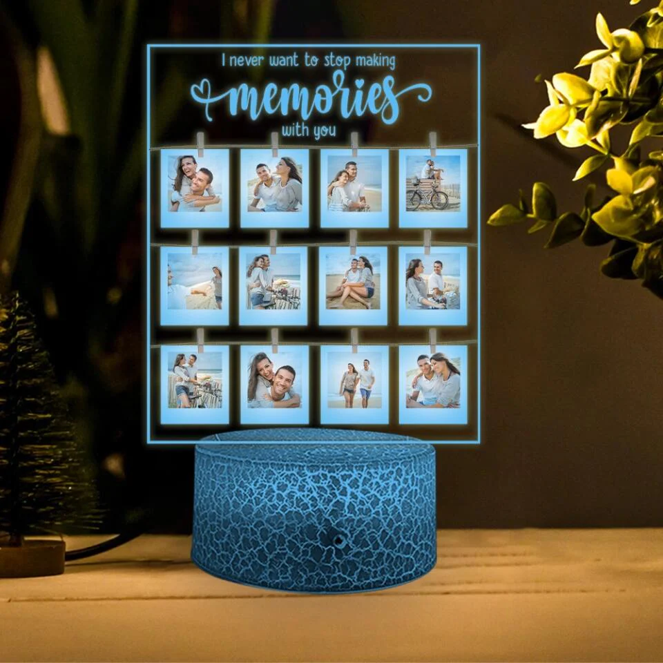 I Never Want To Stop Making Memories With You - Personalized Night Light - Anniversary Gift Idea for Couple - Image 4
