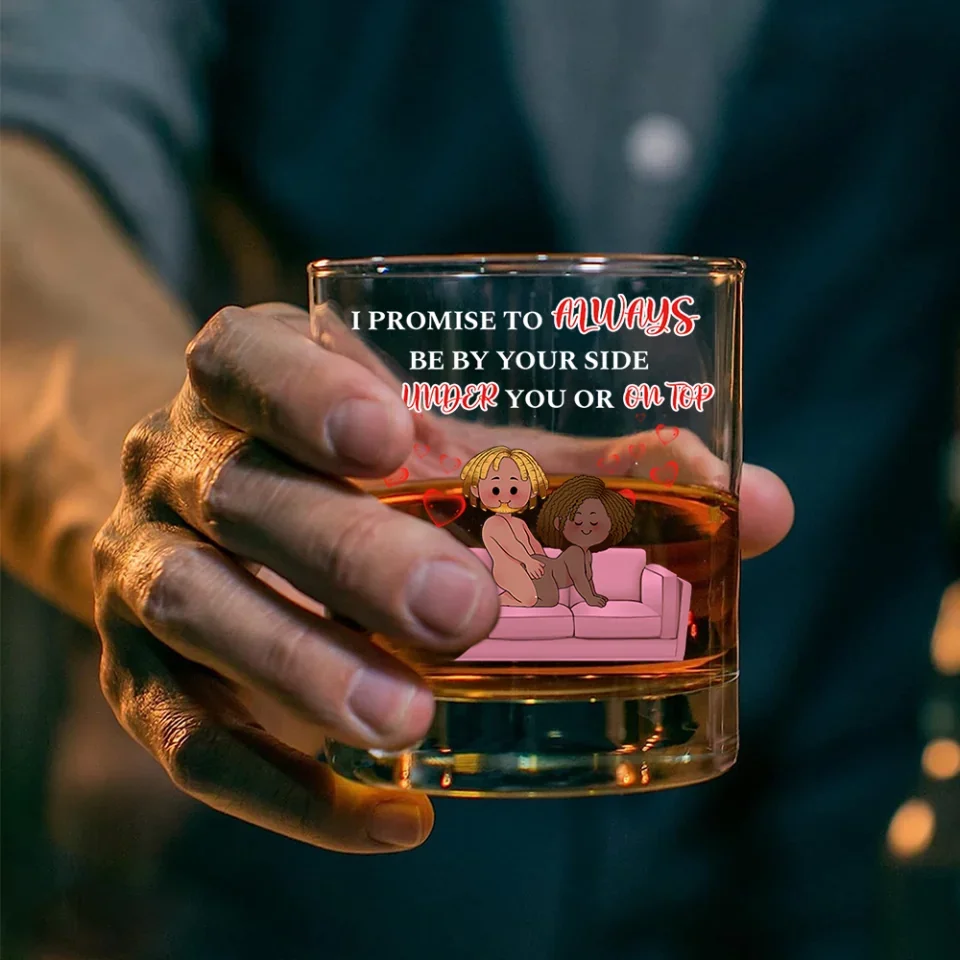 I Promise To Always Be By Your Side - Personalized Round Whiskey Glass - Gift For Couple - Image 3