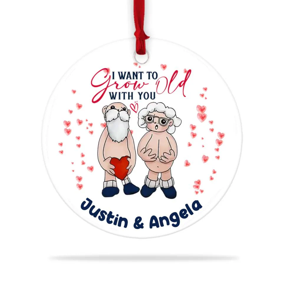 Personalized Valentine Gifts - I Want to Grow Old with You Valentine Theme - Personalized Ceramic Ornament - Naughty Dirty Gift - Image 4