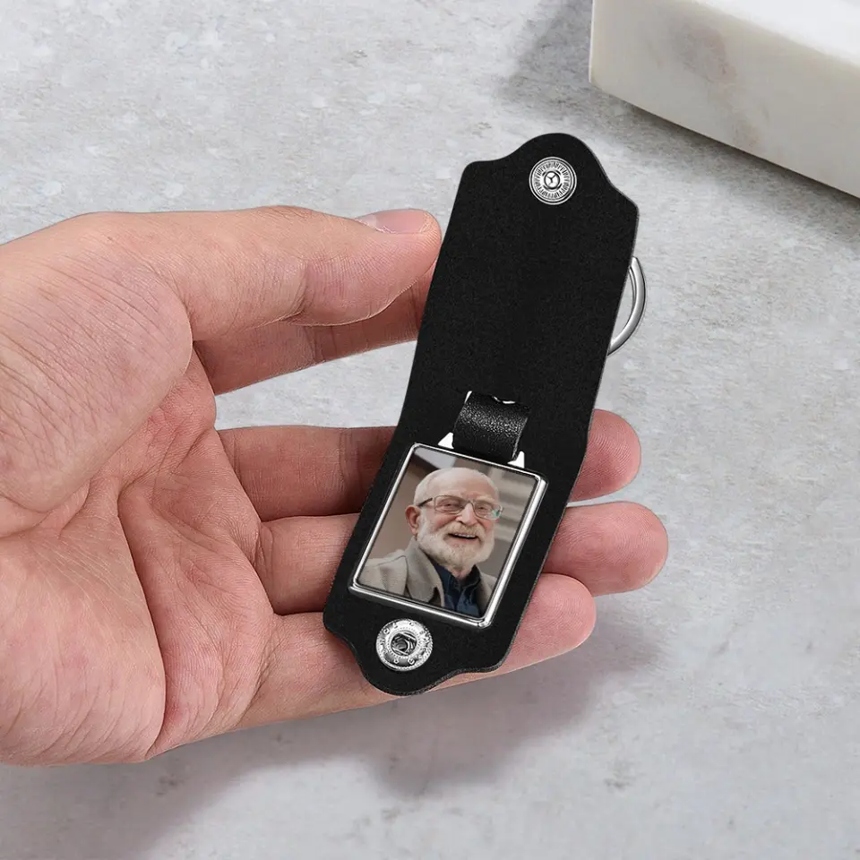 I Will Hold You In My Heart Personalized Leather Photo Keychain - Image 4