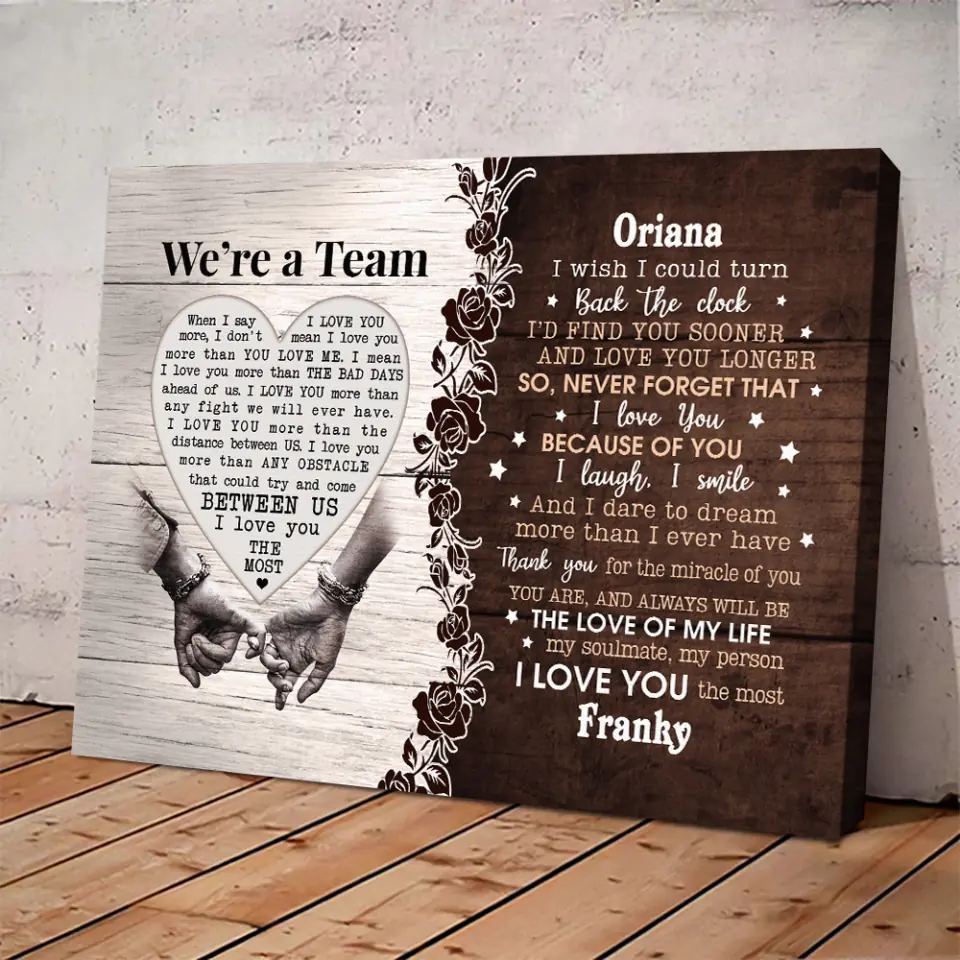 Personalized Valentine Gifts - I Wish I Could Turn Back the Clock - Hand in Hand - Canvas/Poster - Personalized Couple Gifts