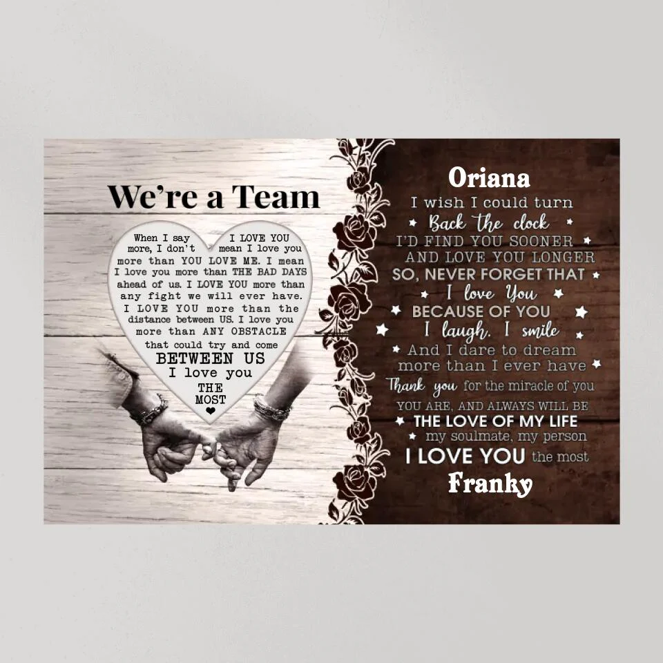 Personalized Valentine Gifts - I Wish I Could Turn Back the Clock - Hand in Hand - Canvas/Poster - Personalized Couple Gifts - Image 9