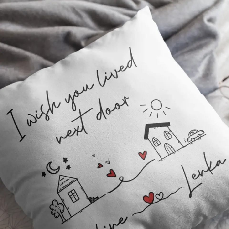 I Wish You Lived Next Door - Square Linen Pillow - Image 4