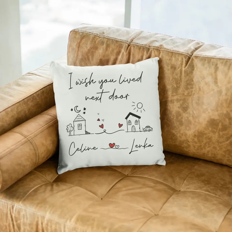 I Wish You Lived Next Door - Square Linen Pillow - Image 7