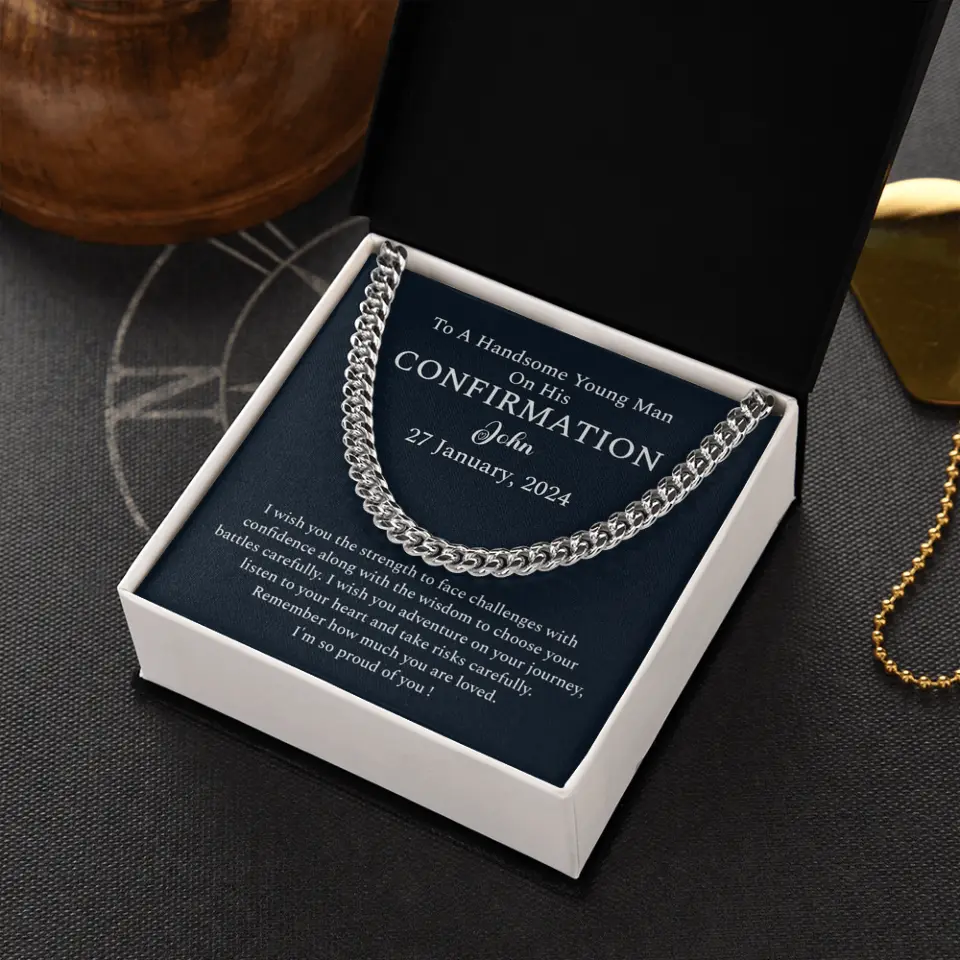 I Wish You The Strength To Face Challenges - Personalized Cuban Link Chain - Confirmation Gift For Him - Image 3