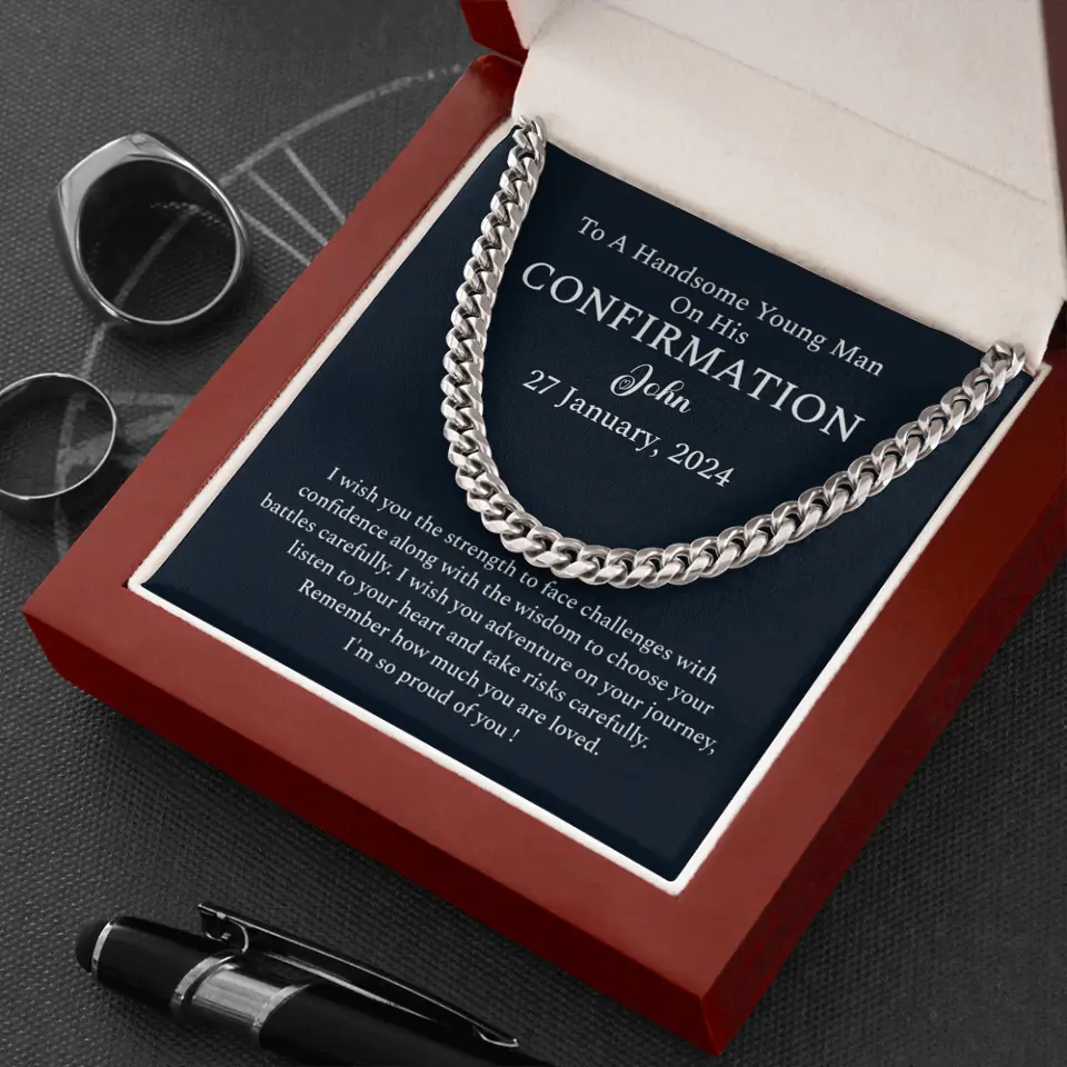 I Wish You The Strength To Face Challenges - Personalized Cuban Link Chain - Confirmation Gift For Him - Image 7