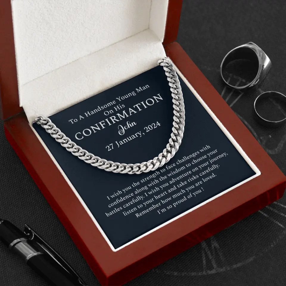 I Wish You The Strength To Face Challenges - Personalized Cuban Link Chain - Confirmation Gift For Him - Image 8