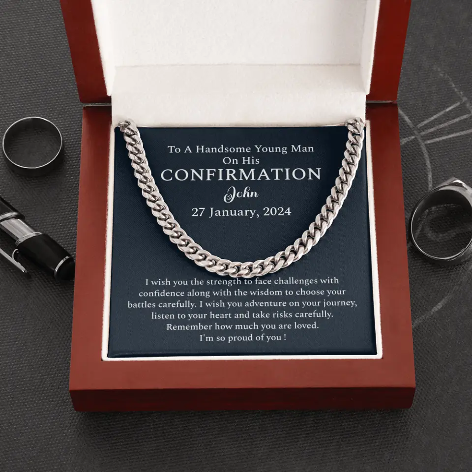 I Wish You The Strength To Face Challenges - Personalized Cuban Link Chain - Confirmation Gift For Him - Image 9