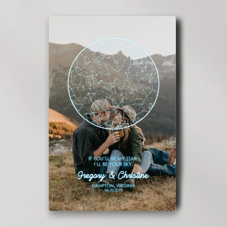 If You'll Be My Star I'll Be Your Sky Custom Star Map Canvas Poster Anniversary Gift For Couples
