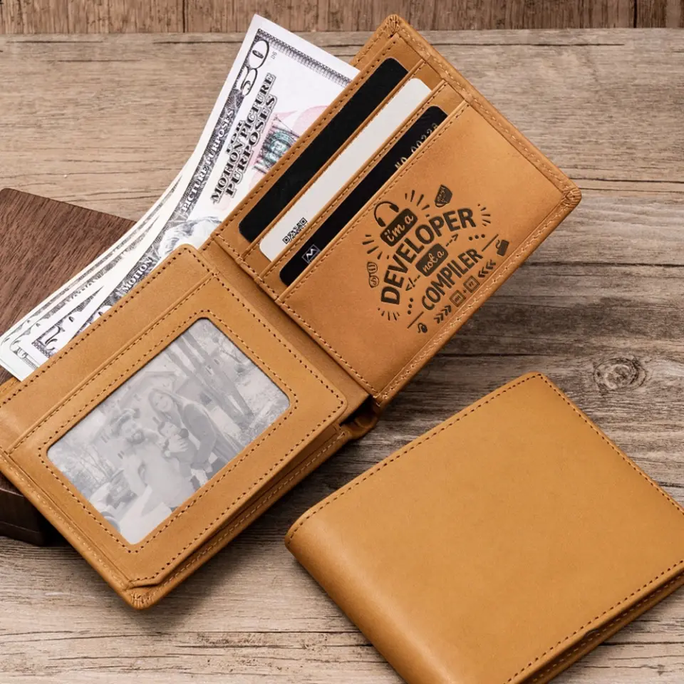 I'm A Developer Not A Compiler - Personalized Engraved Leather Wallet - Gift For Coder, Engineer, Developer - Image 3